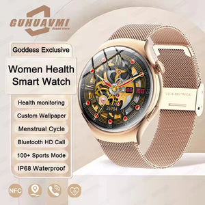 For Huawei IOS Xiaomi Gold Fashion Smart Watch Women GPS Sport Trajectory Heart Rate NFC Bluetooth Call Waterproof Smartwatches