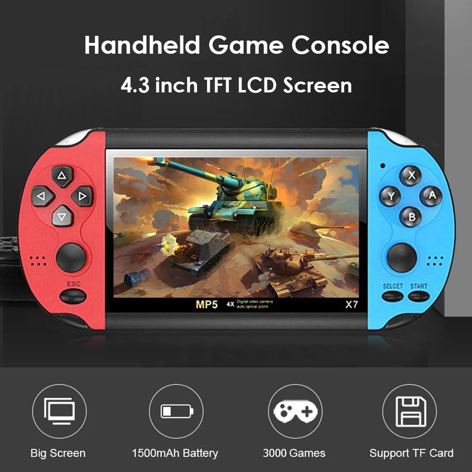 X7 Handheld Game Player 8GB Pocket Video Game Console AV TV Out MP3 MP4 Player Lightweight Game Playing Element
