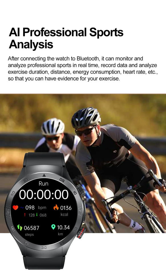 2024 New Non-invasive Blood glucose Smart Watch Blood pressure Blood lipids Uric acid AMOLED HD Screen Laser therapy Smartwatch