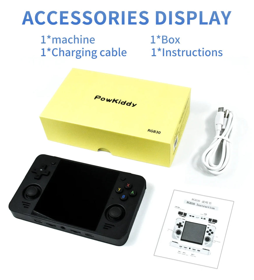 POWKIDDY RGB30 720*720 4 Inch Ips Screen Built-in WIFI RK3566 Opendinglinux Retro Handheld Game Console Children's Gifts