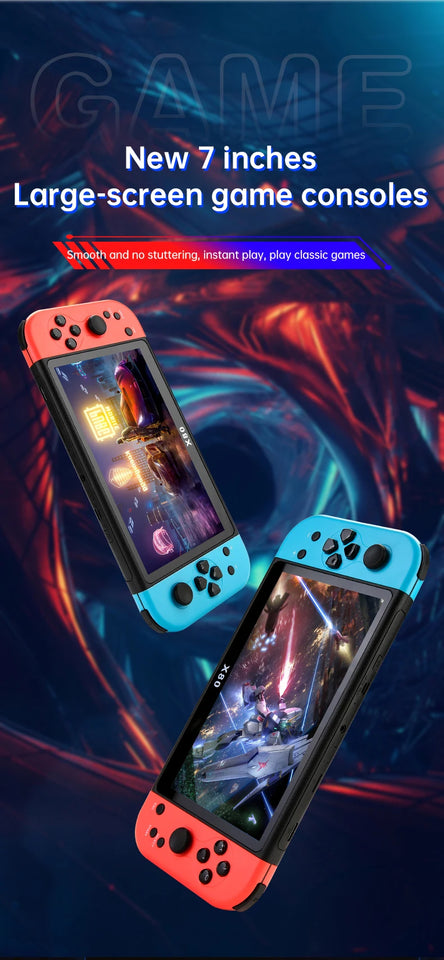 NEW X80 Portable Game Console 7-inch HD Large Screen Arcade PS1 Emulator Multi-function Nostalgia Classic PSP Handheld Game