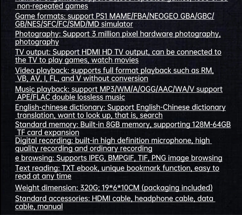 XY-10  4.3 inch Game Console Portable Camera MP5 LCD Rechargeable Handheld Doubles game machine 8G 10000+games  Children's Gifts