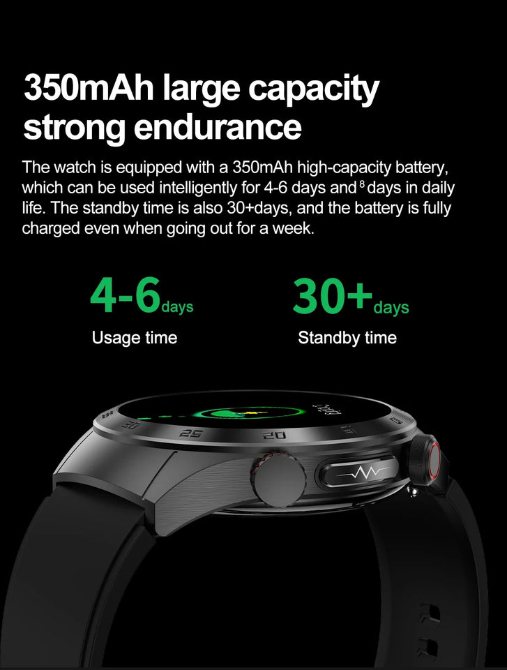 2024 New Non-invasive Blood glucose Smart Watch Blood pressure Blood lipids Uric acid AMOLED HD Screen Laser therapy Smartwatch