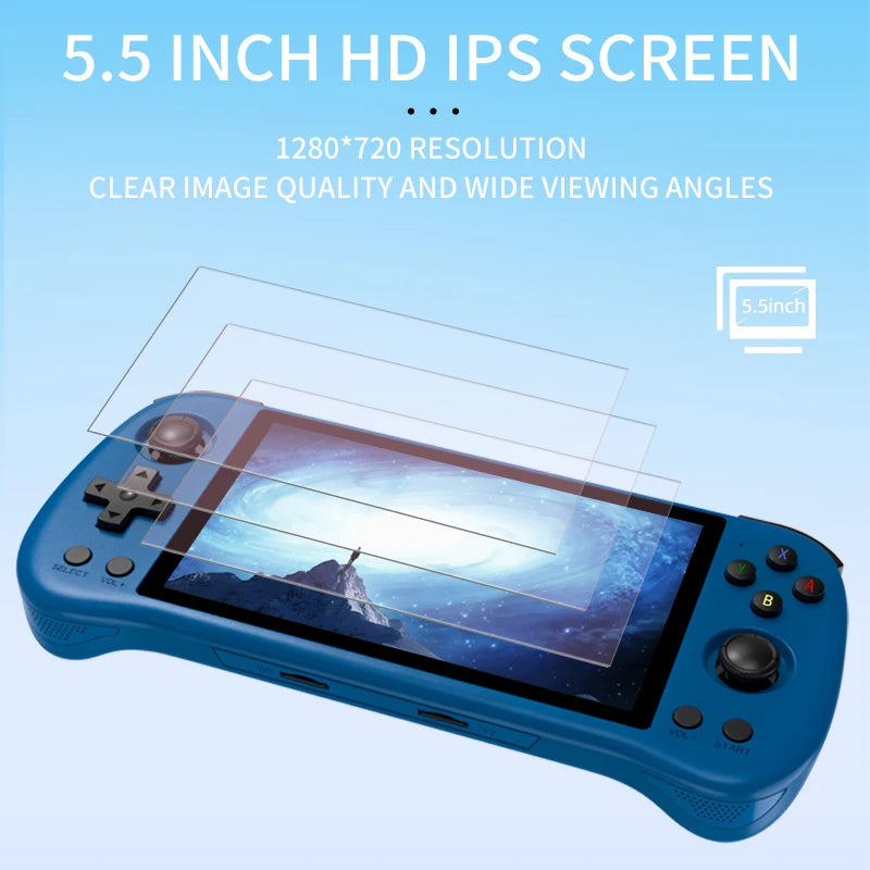Gamehero POWKIDDY X55 5.5 INCH 1280*720 IPS Screen RK3566 Handheld Game Console Open-Source Retro Console Children's gifts