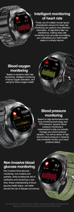 2024 New Non-invasive Blood glucose Smart Watch Blood pressure Blood lipids Uric acid AMOLED HD Screen Laser therapy Smartwatch