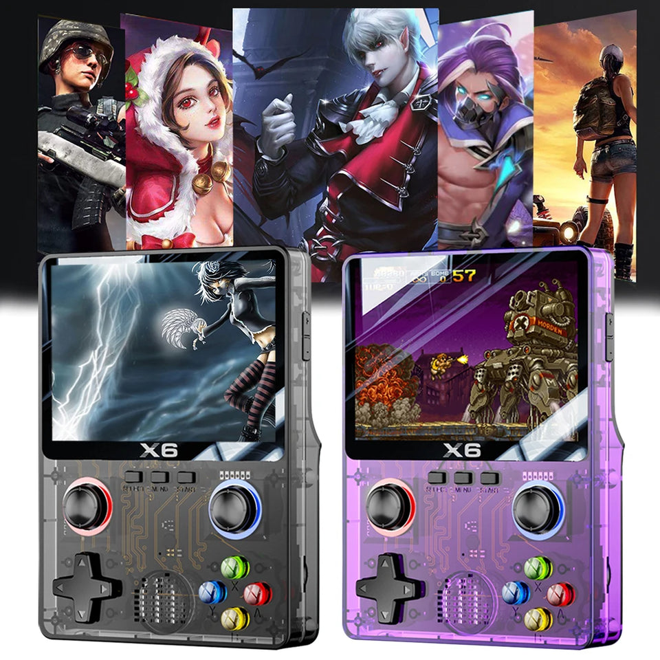 X6 Portable Video Game Console 2000mAh 3.5 Inch IPS Screen 8000 Games Built in 11 Emulators Support Double Player Children Gifts
