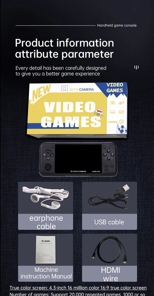 XY-10  4.3 inch Game Console Portable Camera MP5 LCD Rechargeable Handheld Doubles game machine 8G 10000+games  Children's Gifts
