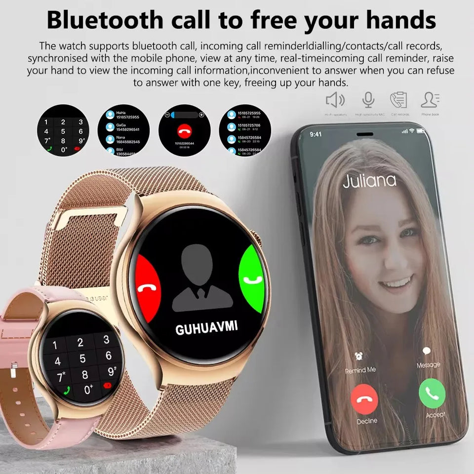 For Huawei IOS Xiaomi Gold Fashion Smart Watch Women GPS Sport Trajectory Heart Rate NFC Bluetooth Call Waterproof Smartwatches