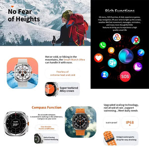 2024 New Watch Ultra GPS Track Smart Watch Men AMOLED Body Temperature Clock Sport Bluetooth Call Smart Watch For Samsung Galaxy