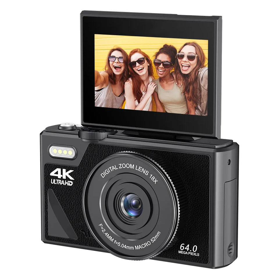 64MP Digital Photo Camera for Photography 4K Video Vlog Camcorder YouTube Webcam Cameras 18X Digital Zoom Camera 3" Flip Screen