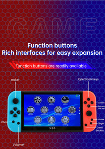 NEW X80 Portable Game Console 7-inch HD Large Screen Arcade PS1 Emulator Multi-function Nostalgia Classic PSP Handheld Game