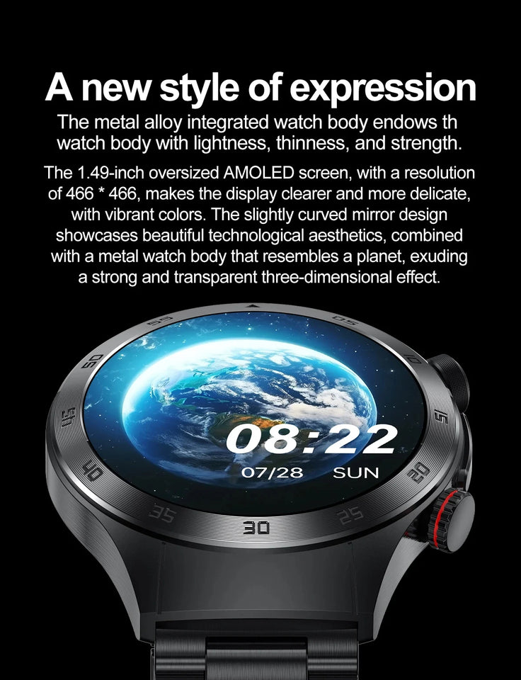 2024 New Non-invasive Blood glucose Smart Watch Blood pressure Blood lipids Uric acid AMOLED HD Screen Laser therapy Smartwatch