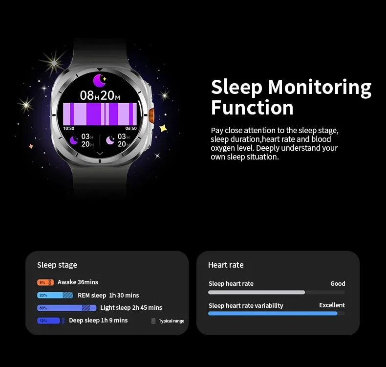 2024 New Watch Ultra GPS Track Smart Watch Men AMOLED Body Temperature Clock Sport Bluetooth Call Smart Watch For Samsung Galaxy