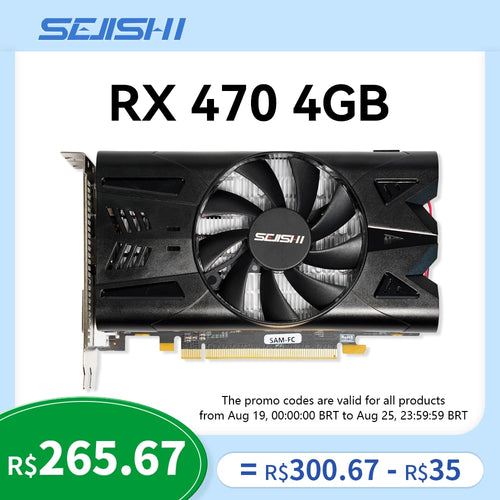 SEJISHI RX 470 4G Graphics Cards AMD Radeon RX470 4GB GDDR5 256bit Video Card HDMI DP DVI Desktop Gaming Computer placa de video