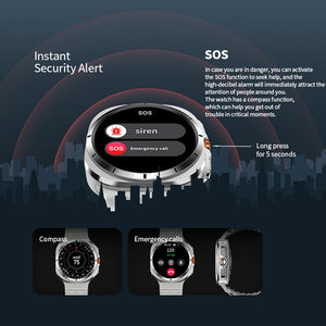 Zordai For Samsung Galaxy Watch Ultra GPS Track Smart Watch Men Amoled Always Display Body Temperature Clock BT Talk Smart Watch