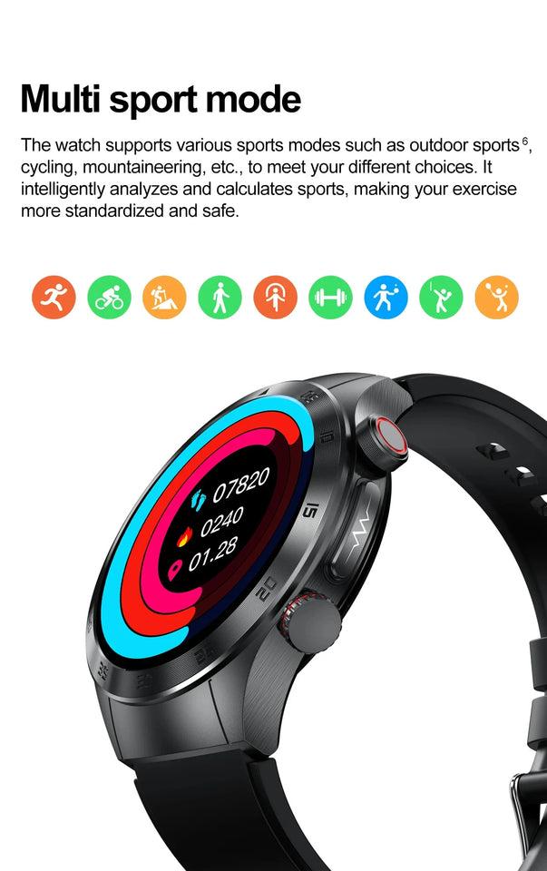 2024 New Non-invasive Blood glucose Smart Watch Blood pressure Blood lipids Uric acid AMOLED HD Screen Laser therapy Smartwatch