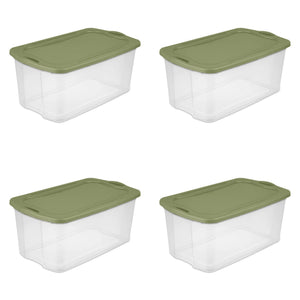 Sterilite 120 Qt. EZ Carry Plastic, Clear/Sage Legume, Set of 4