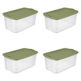Sterilite 120 Qt. EZ Carry Plastic, Clear/Sage Legume, Set of 4