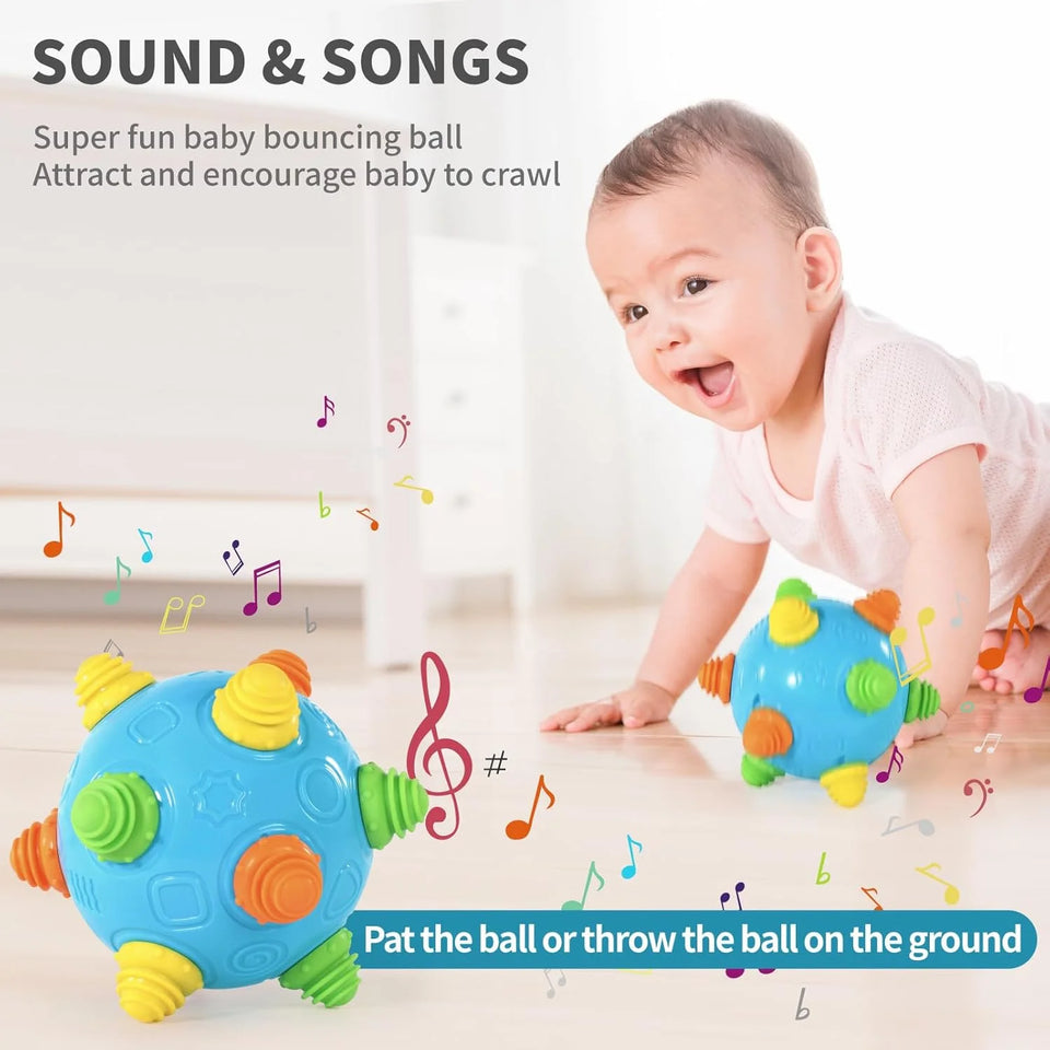 Fixdono Toddlers Baby Music Shake Dancing Ball Toy, Bumble Ball for Babies, Move and Crawl Ball Toys for Kids, Bouncing Sensory Learning Ball Toys Ideal Gift for Baby Boys and Girls