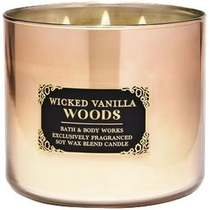 Bath & Body Works Wicked Vanilla Woods Snake Lid 3 Wick Candle 14.5 Oz (Halloween)