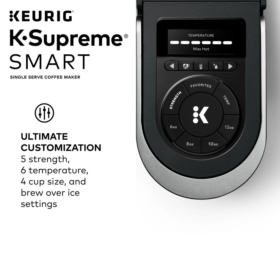 Keurig K-Supreme SMART Coffee Maker, MultiStream Technology, Brews 6-12oz Cup Sizes, Black