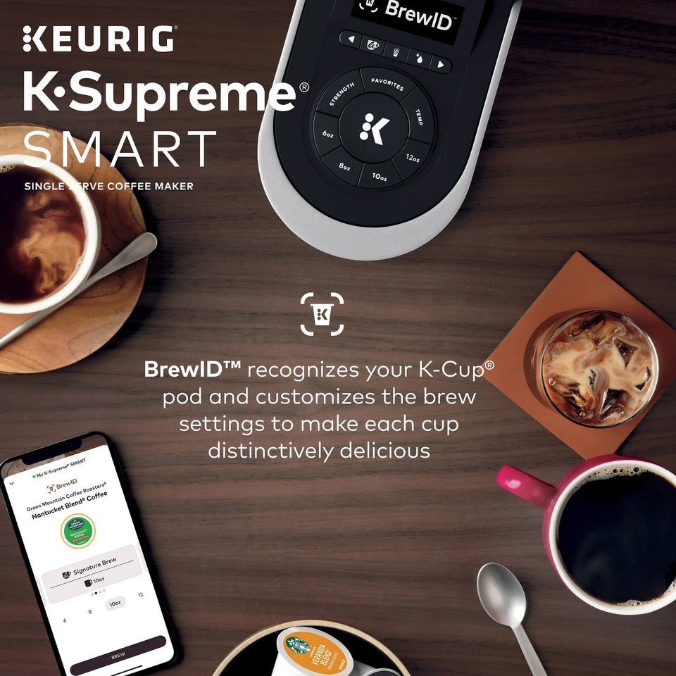 Keurig K-Supreme SMART Coffee Maker, MultiStream Technology, Brews 6-12oz Cup Sizes, Black