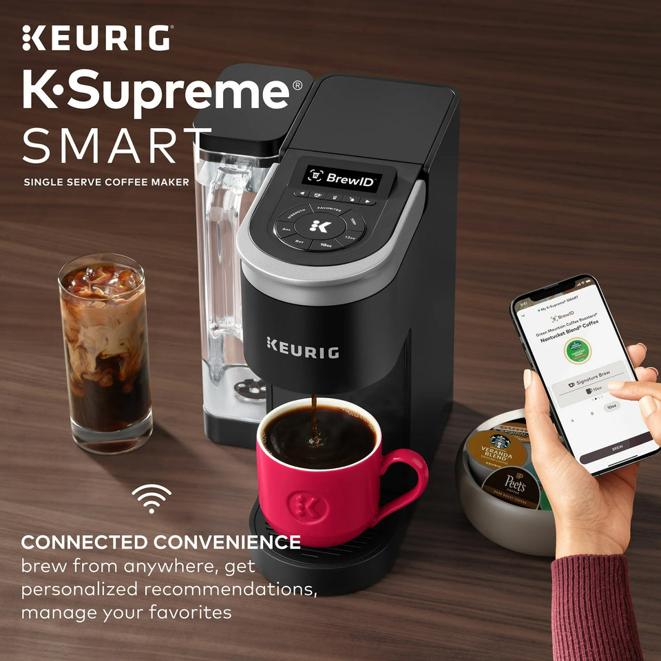Keurig K-Supreme SMART Coffee Maker, MultiStream Technology, Brews 6-12oz Cup Sizes, Black